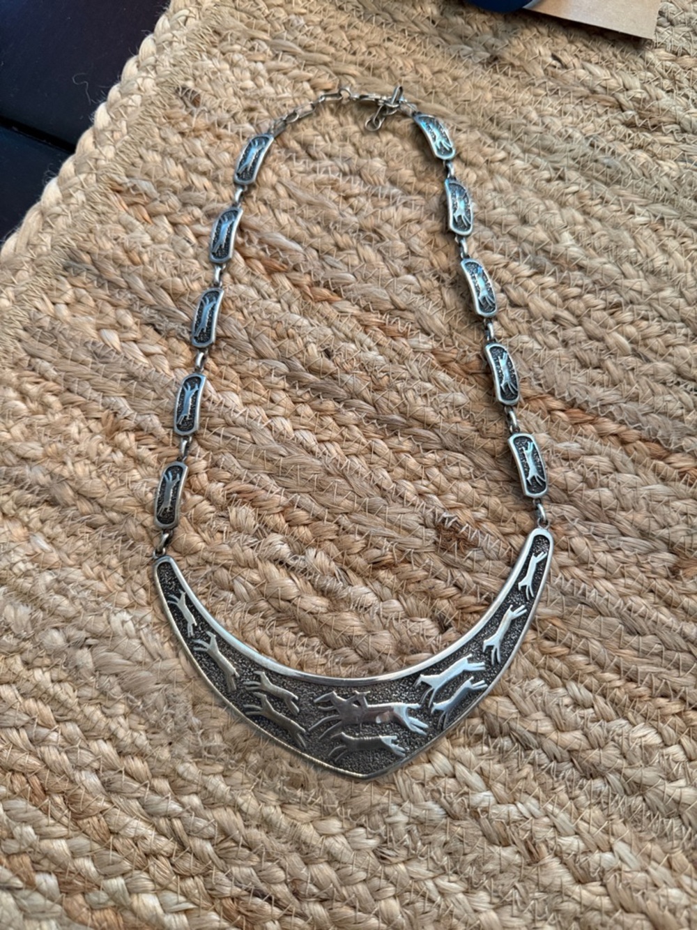 Modern Silver Crescent Necklace with Textured Finish
